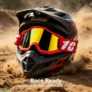 Off-Road Motocross Goggles with Printed Strap and Mirror Lens, Anti-Fog and Comfortable for ATV, MTB, and BMX Riding