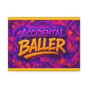 Accidental Baller Canvas Wall Art, Colorful Graffiti Style Decor Artistic