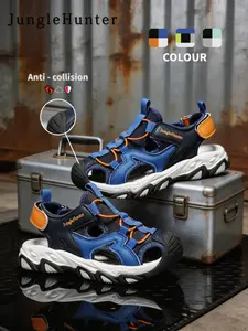 Boys' Summer Fashion Shoes, Lightweight Comfortable Sports Sandals, Casual Beach Slippers, Velcro Fastening, Daily Wear