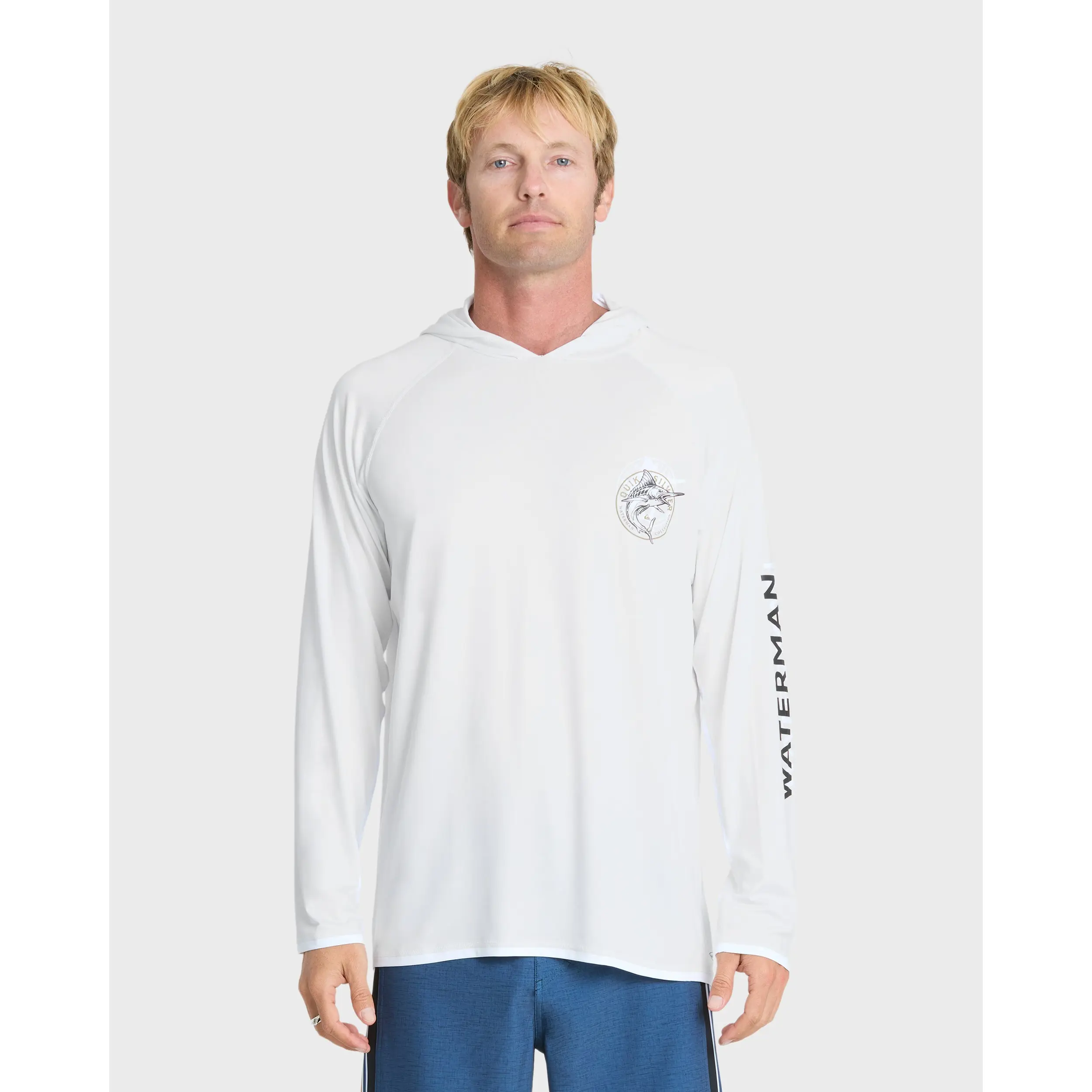 Quiksilver | Waterman Catch Em All Long Sleeve Surf Tee | Men's Polyester 4-way Stretch Surf-ready Recycled Material | Beach, Surf Fabric Menswear