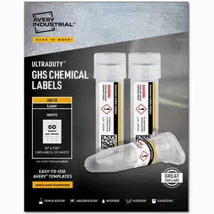 Avery UltraDuty GHS Chemical Labels for Laser Printers, Waterproof, UV Resistant, 0.5 x 1.75, Pack of 1,500 (60518)