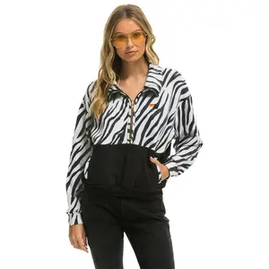 ZEBRA FLEECE UNISEX HALF ZIP COLOR BLOCK JACKET - ZEBRA