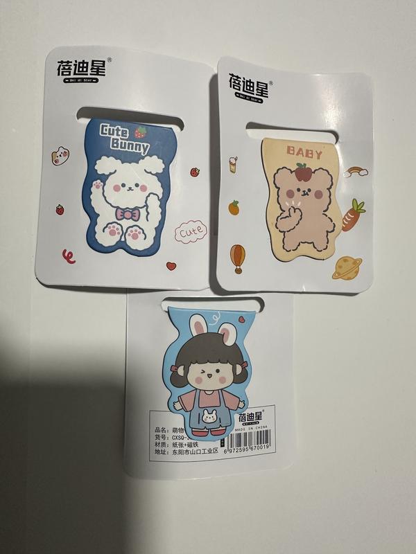 3 pcs Non-slip Magnetic Bookmark for Students Cute Bunny & Baby Designs Must Have for Reading Essential for Students Magnetic Feature Versatile Use