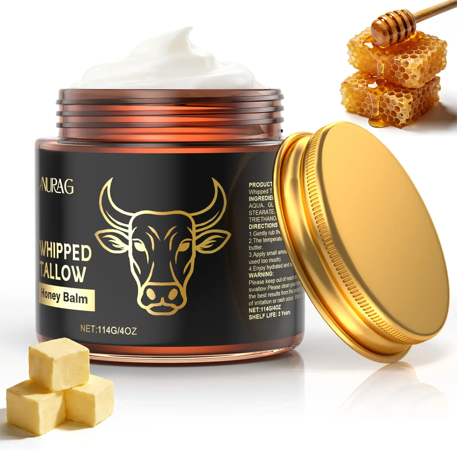 【2 PCS】 Beef Tallow for Skin, Beef Tallow for Face, Hydrating Tallow Balm with Raw Honey and Beeswax, Grass-Fed Beef Tallow & Raw Wild Honey Blend, Body & Face Moisturizer, Natural Formula, Light Scent #SummerWins #DealsForYouDays