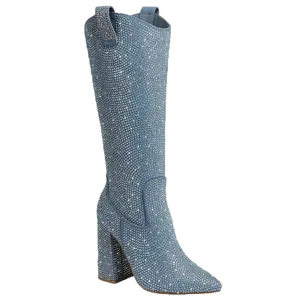 ARIEL-02 WOMEN'S BOOTS RHINE EMBELLISHED POINTY TOE WITH SIDE ZIPPER