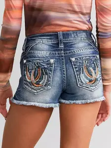 2025 New Women's Stretch Jeans Ripped Washed Embroidered Denim Shorts For Women Comfort Womenswear Fatherday