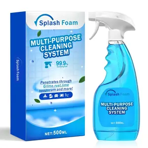 Splash Foam Spray Multi-Purpose Cleaner 500ml - Gentle Formula for Kitchen Countertop Oven Bathroom Stainless Steel Surfaces Degreaser Foaming Cloth