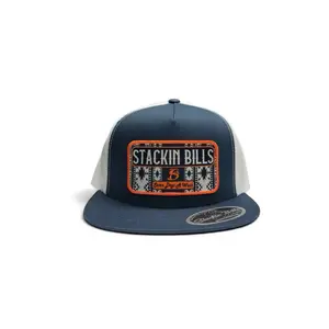 Stackin Bills SB SAVAGE Navy Front White Back Snapback Adjustable Cotton Blend Trucker Mesh Hat OSFM Adult Size