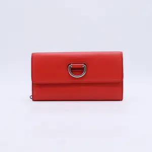 Pre-owned BURBERRY leather Small Leather Goods D Ring Grained Continental Wallet W21163