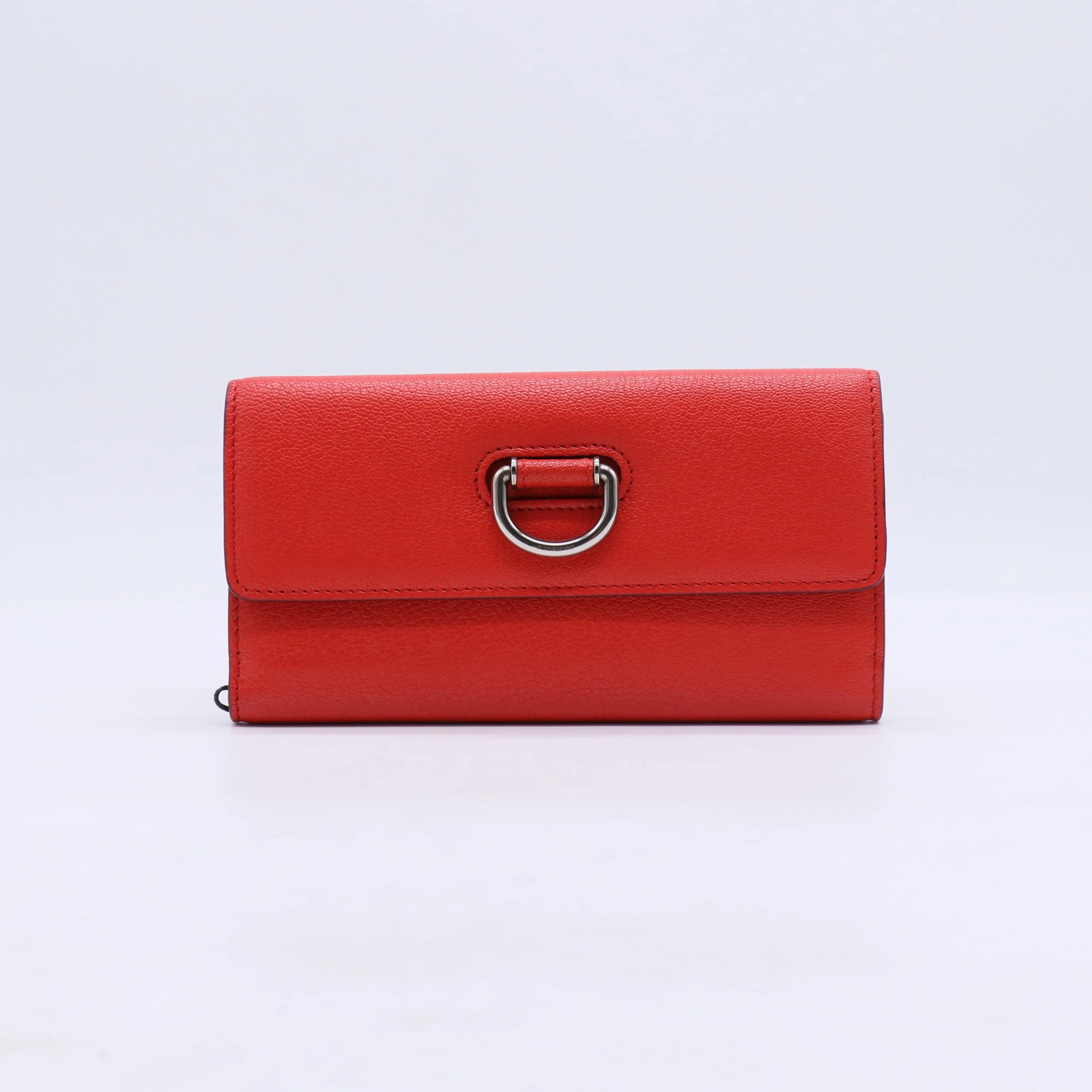 Pre-owned BURBERRY leather Small Leather Goods D Ring Grained Continental Wallet W21163