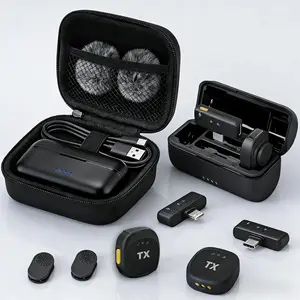 Lavalier Microphone for  & Android, Clip- Mini Mic with  Case, Rechargeable Professional Lapel Mics for Vlogging, Video Recording, Content Creators, YouTube,