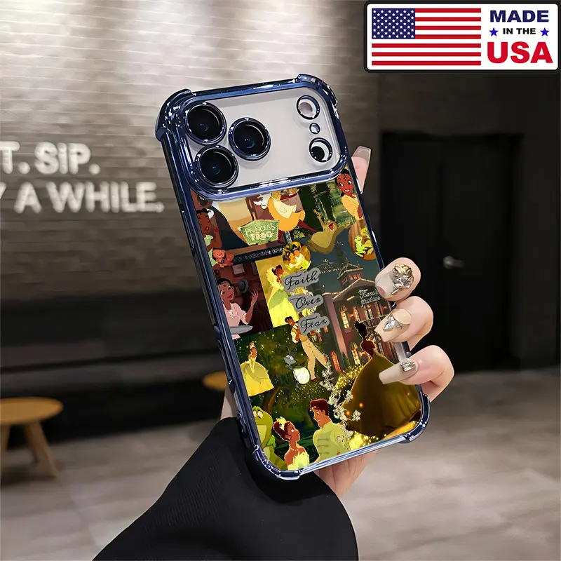 Customized Princess Tiana Collage TPU Phone Case - The Princess and the Frog Faith Over Fear Aesthetic, Soft Shockproof Protective Cover with Airbag Corners for iPhone 12-17 Plus Pro Max, Samsung 22-25 Ultra Vintage Fashion Accessory, Accessories, Iphone,