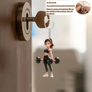 2D flat design, new acrylic keychain, new acrylic sports girl pattern theme keychain, small and cute, Thanksgiving/Christmas/Halloween themed keychain, DIY, holiday gift, synthetic men’s accessory