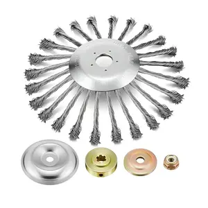 2026 upgraded 10-inch unbreakable steel wire trimmer head, heavy-duty trimmer head equipped with a universal adapter kit for clearing grass weeds, moss, and rust, compatible with most straight-axis lawn mowers rust removal trim pro