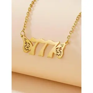 Gold Angel Necklace Lv7398 with Spiritual Wings Gold Angel Number Necklace #LV7398