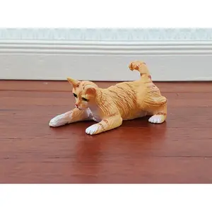 Dollhouse Kitty Cat Orange Tabby Playful Pose 1:12 Scale Miniature Pet