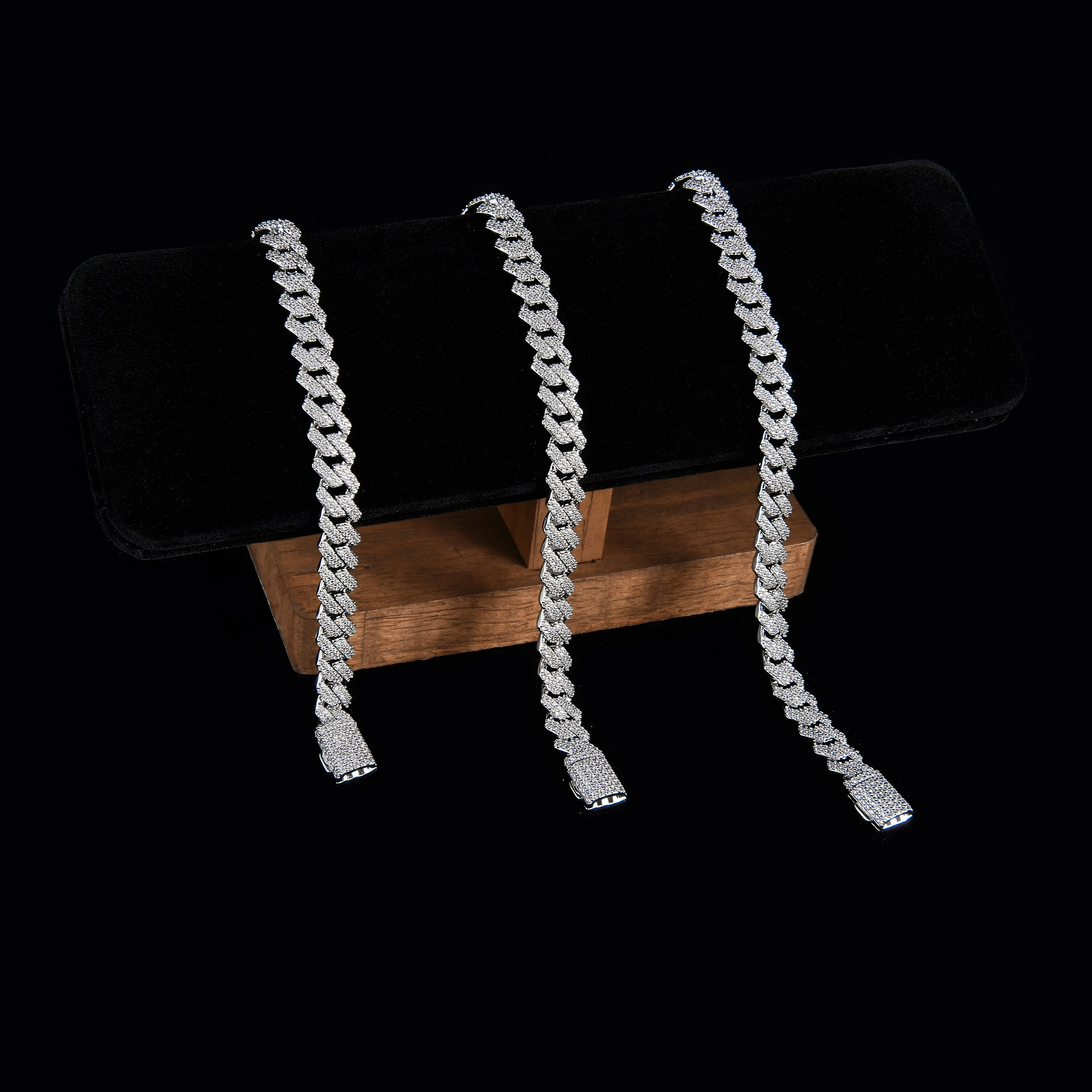 8.5mm Platinum Plated Copper Miami Cuban Link Bracelet Full Paved Cubic Zirconia  Unisex Hip Hop Wrist Jewelry Tarnish Free