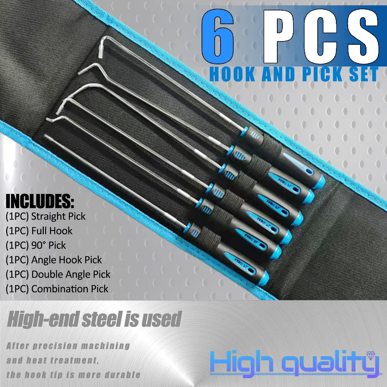 6Pcs Long Hook Set Precision Scraper Gasket Scraping Hose Removal Puller Hook for Automotive & Electronic Tools High-end Steel