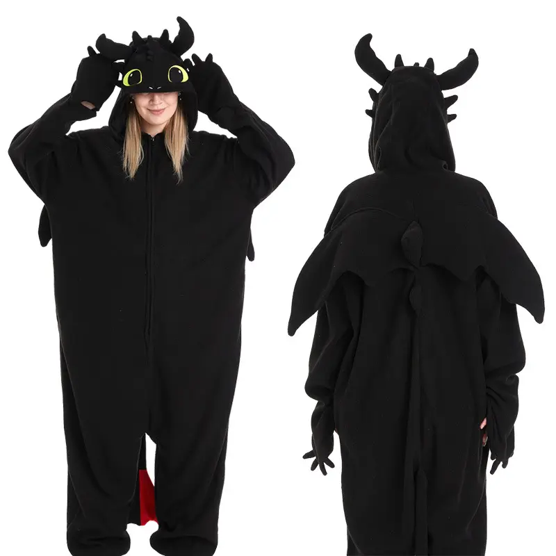 Flash Sale Cartoon Animal Hooded Onesie Collection, Adult Fleece One Piece Cosplay Pajamas, Soft Warm Loungewear for Halloween Party & Sleepover
