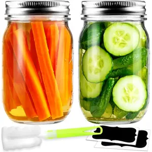 2 Pack 16oz Glass Mason Jars with Airtight Lids - Regular Mouth Canning Jars for Jam, Honey, Jelly, Pickling, Meal Prep, Overnight Oats, Smoothies, Salads - Wedding Favors, Party & Gift