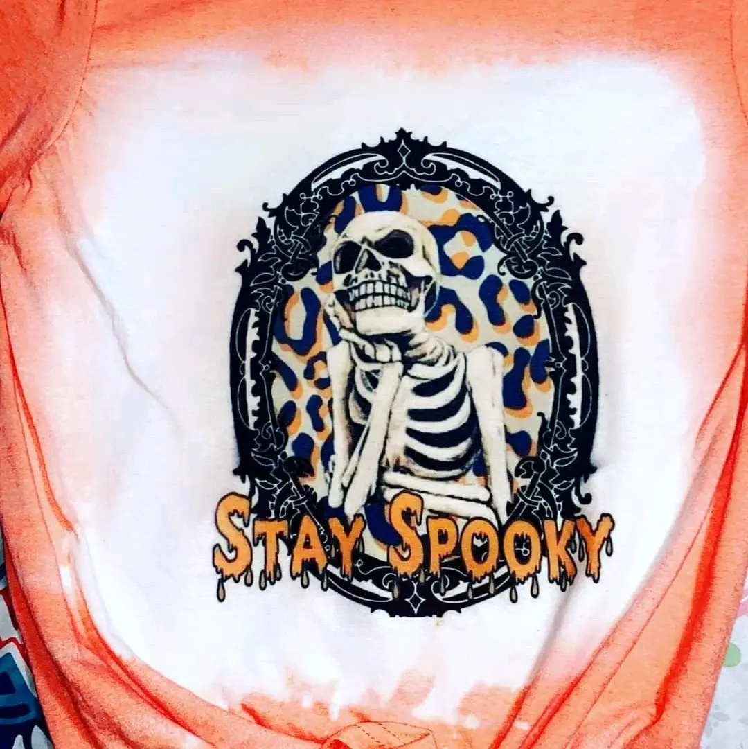 Orange Stay Spooky Bleached T-Shirt