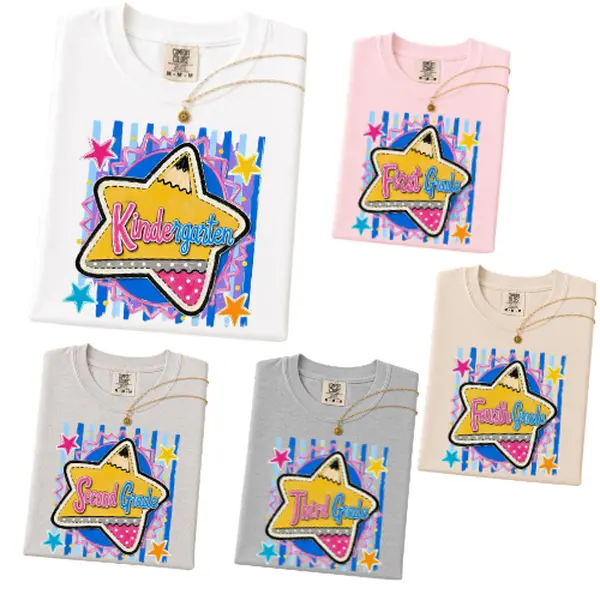 Comfort Colors Grade Level Star Shirt, Kindergarten Teacher T-Shirt, First Grade Second Grade Third Grade Fourth Grade Graphic Tee, Back To School Gift
