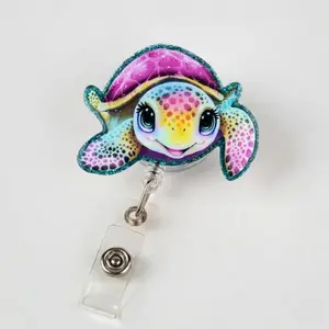 Sea Turtle Badge, Beaded badge, Badge Reel for Nurse, Kawaii IV Nurse Badge Reels, Retractable Pastel Medical ID Holder