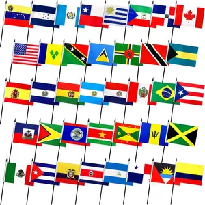 38 Pack 5 x 8 Inches Latin America Latino Small Mini Stick Flags, Include 21 Spanish Speaking Countries Flags for Hispanic Heritage Month Decoration
