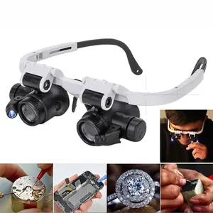 High-Power LED Magnifier (8x/15x/23x) — Dual-Lens Design, USB Fast Charging, Durable ABS Material, Adjustable Ear Hooks; Precision Tool for Electronics Repair