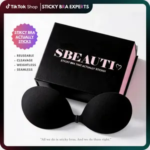 SBEAUTI Strapless Pushup Sticky bra Seamless Backless Sweat proof glue Ligher fabric adhesive  Cleavage Bra  Invisible Bra for Date night Party Wedding dress SummerVibe