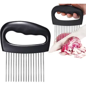 Extra-Large Onion Holder for Slicing, 304 Stainless Steel Onion Cutter Vegetable Chopper, Extra-Large Tomato Slicer with 16 Long Needles, Potato Slicer, Meat Tenderizer, Food Slicing Guide