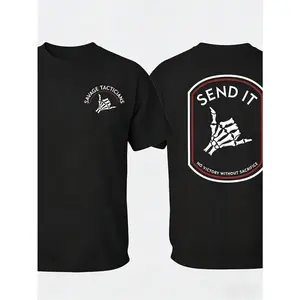 180gMen's Pure Cotton T-Shirt,Mens Clothes,Graphic Tee,Featuring A Skull Hand Patch Design, This Tactical Military-Inspired Streetwear Is Perfect For Outdoor Adventures And Urban Lifestyles, Offering  Casual Wear Suitable For Active Men