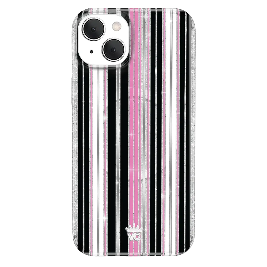 Pretty Punk Stripes Glitter iPhone Case