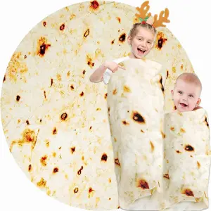 Burrito Tortilla Blanket for Kids Baby Stuff Newborn Boy Girl Shower Swaddle Throw Blankets Wrap Toddler Soft Flannel Taco Food Novelty,Round Corn Pancake Blanket.