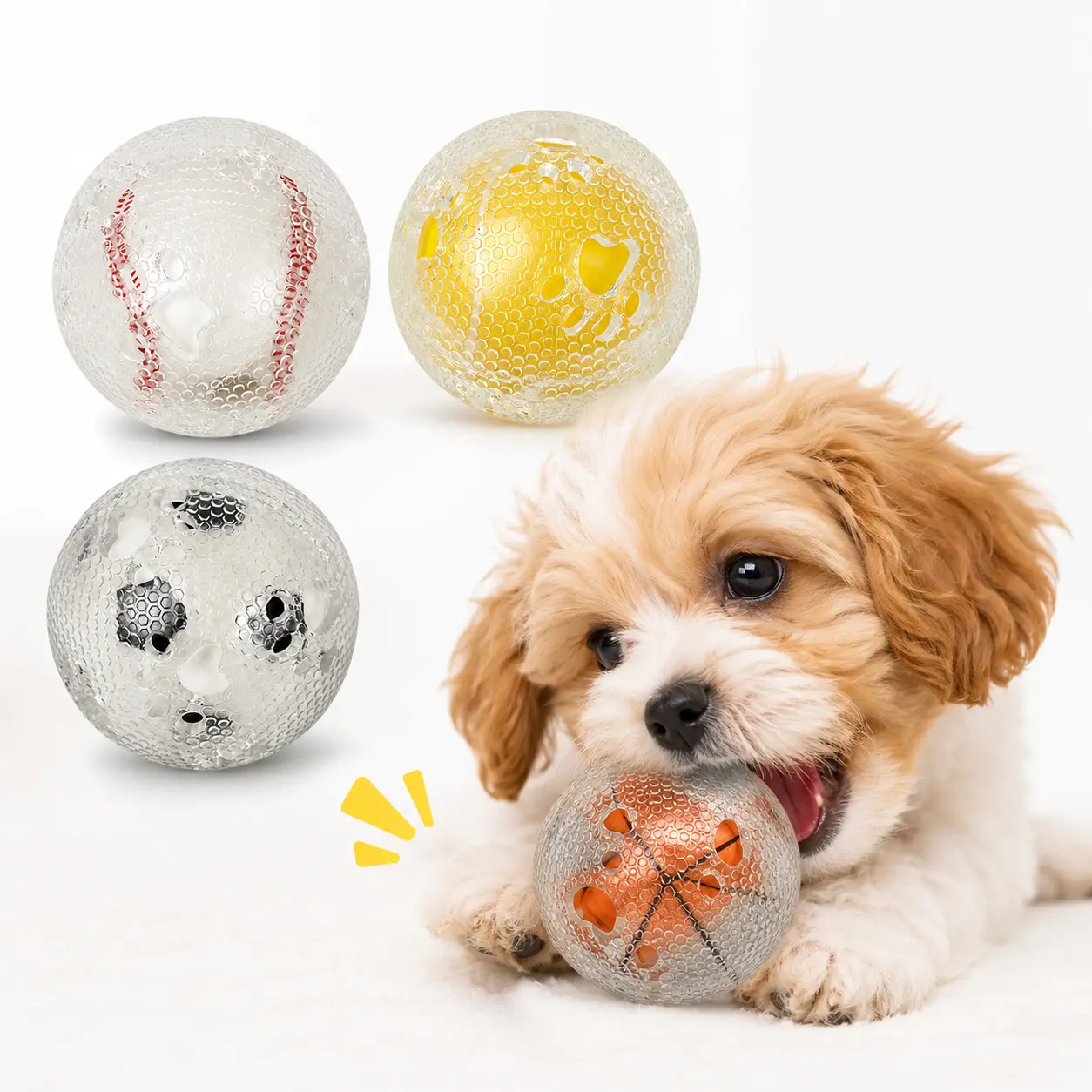 2-Pack Interactive Sound Dog Balls, Paw Print Pet Toys for Exercise, Play and Dental Care, Durable Chew Balls for Small and Medium Dogs birthday gift
