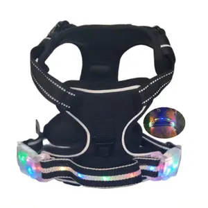 Rechargeable LED Dog Harness Vest, Waterproof Nylon Material, Adjustable Safety Design, Perfect for Night Walks & Outdoor Activities