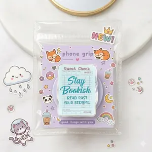 Stay Bookish Phone Grip Holder Guest Check Book Lover Reading Expanding Stand Aesthetic Retro BookTok Gift for Readers Her Women Teen Girls
