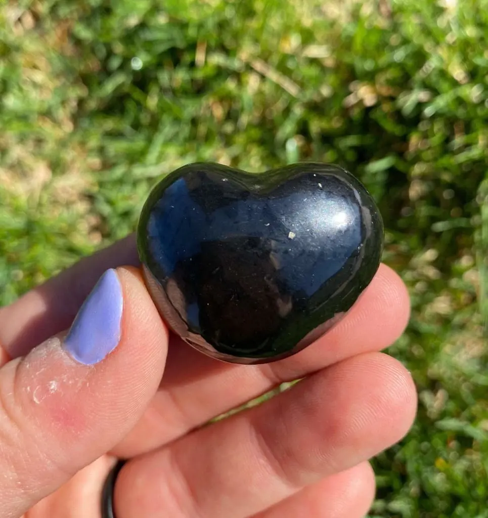 New Moon Beginnings Shungite Stone Heart - Dark Blue Color, Natural Form, Unique Shape
