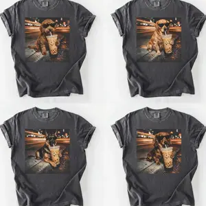 Comfort Colors Funny Dog Shirt, 50+ Dog Drinking Iced Coffee Tee, 50+ Dog Breeds Available, Dachshund Wiener Dog Shirt, Cute Dog Lover Gift