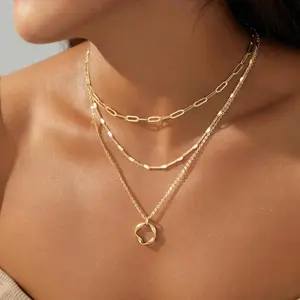 925 Sterling Silver Layered Necklace - Fashionable circular pendant design, suitable for parties, vacations, and gifting. Timeless Appeal