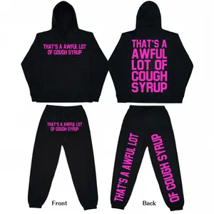 Awful Lot Of Cough Syrup Tracksuit Set | Graphic Oversized Hoodie & Sweatpants