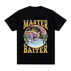Funny Master Baiter Fishing Parody T-Shirt Summer Men Women Clothing Fashion T Shirts Cotton Short Sleeve Oversized T-shirt Tops, Menswear Tshirt