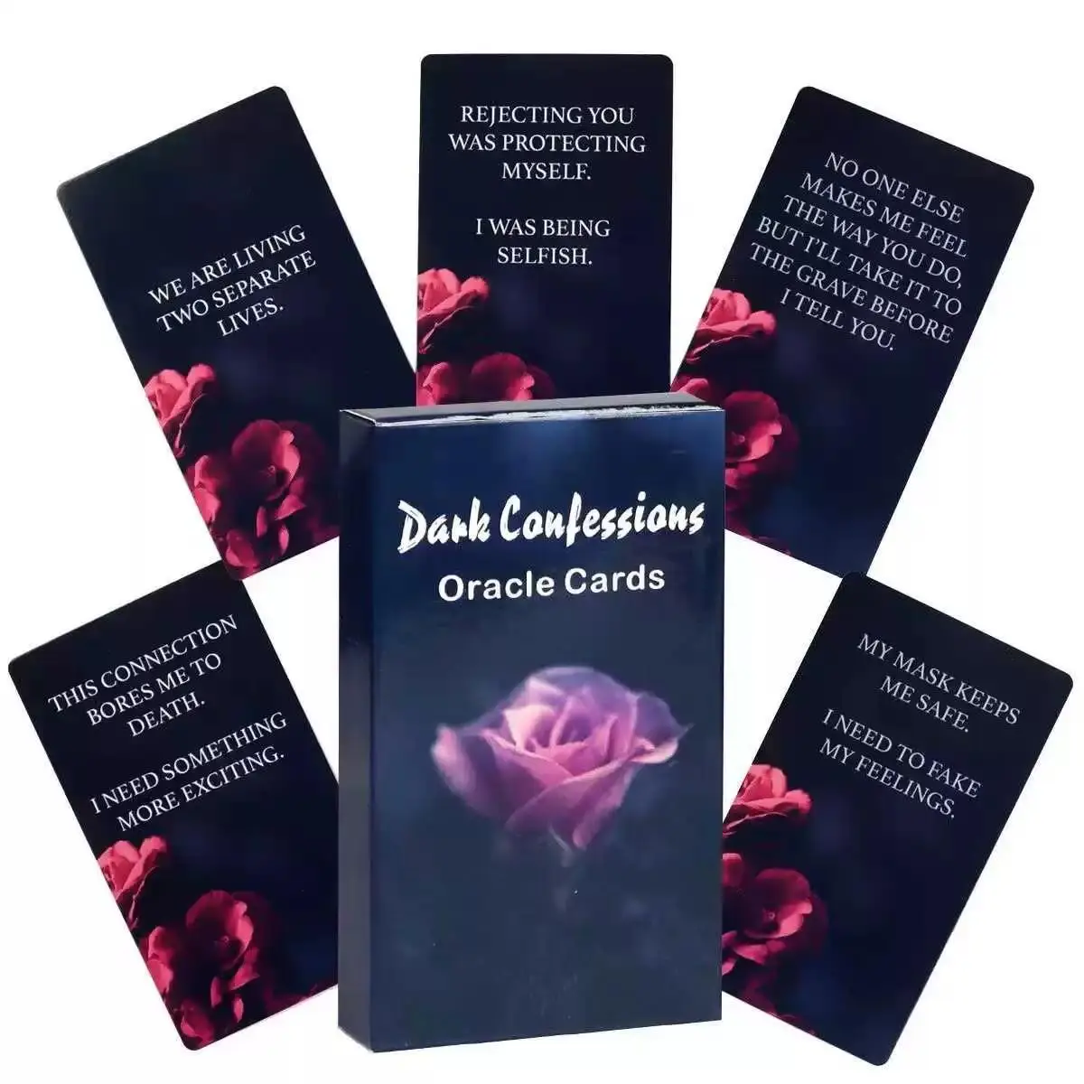Dark Confessions Oracle Cards, 50pcs/box Romantic Rose Pattern Oracle Card Game, Family Party Entertainment Game Card, Fun Card Game for Teens & Adult