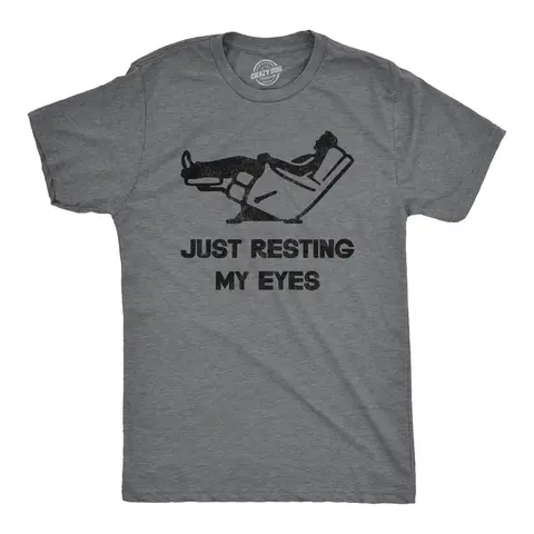 Mens Just Resting My Eyes T Shirt Funny Sarcastic Top Cool Gift for Dad Joke Mens Funny T Shirts Cool Vintage Graphic Tees Dad Joke Shirts for Men Funny Sarcastic Short Sleeve Novelty Tees for Guys Dark Grey