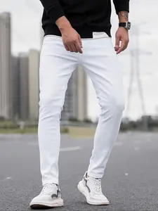 Men's Casual Fashion Classic Slim Fit Elastic Cotton Washed Jeans, Regular Fit Denim Jeans for Daily Wear, All Seasons