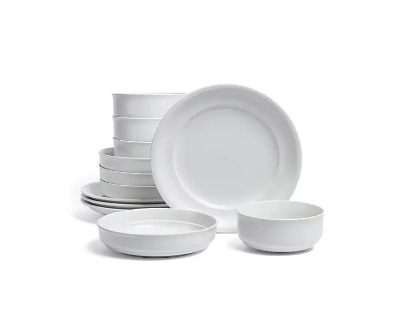 over&back Rimmed 12-Piece Semi-Matte StonewareDinnerware Set