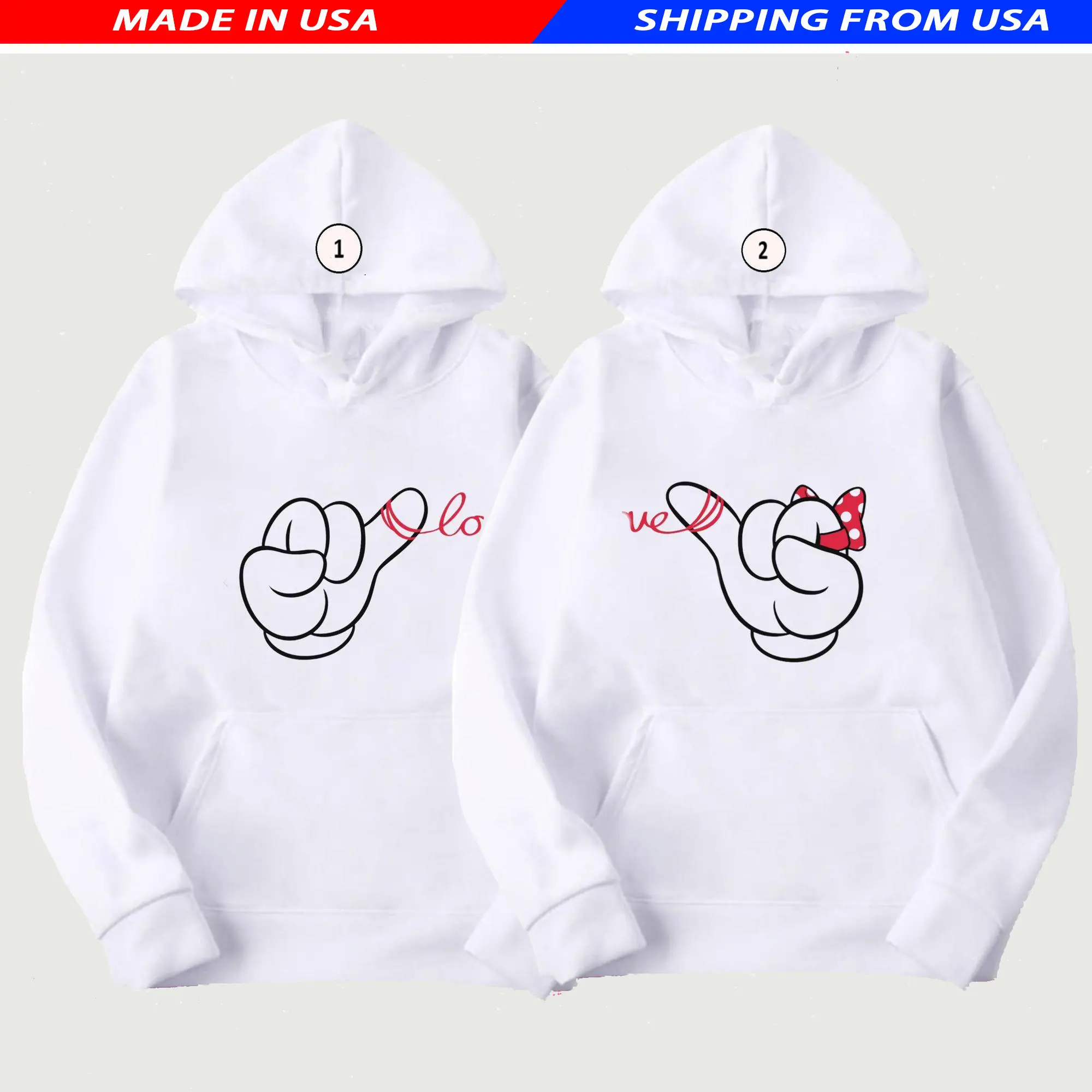 [Made in USA] Loves Matching Couple Sublimation Hoodie Athletic Style Pullover High Quality Polyester Hoodie Matching Outfits For Couples Valentines Day Gift All Seasons Casual Streetwear Unisex Hoodie For Men For Women