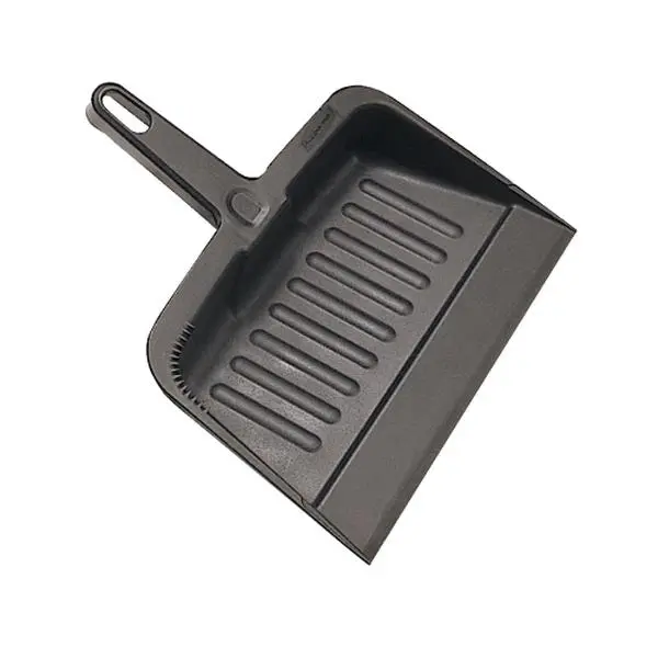 Rubbermaid Commercial Products RCP 2005 CHA Multifunctional Rubber Dust Pan - Charcoal Color, Enhanced Pick-Up Functionality, for Countertop Cleaning (with Dustpan)