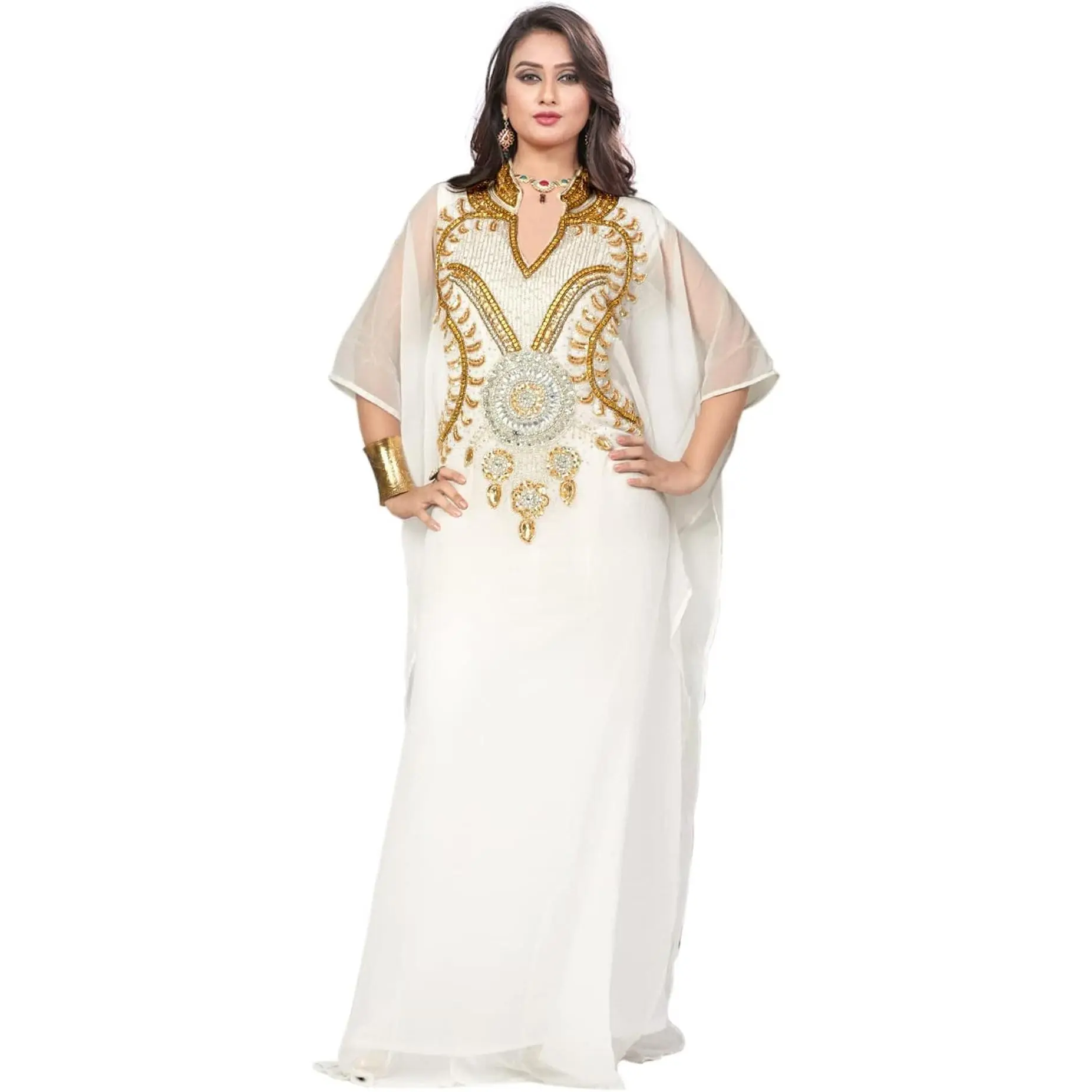 Elegant Hand-Embroidered Georgette Chiffon Kaftan
