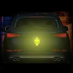 Diamond Grade 3D Skull Decal, Reflective Monster Horror Sticker, PET Self-Adhesive Decoration, Waterproof Sun- for Vehicle Body, Scratch Cover, Night Safety Anti-Collision, Single Use - Pack of 1